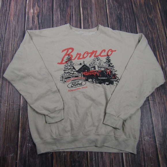 Ford Other - Ford Sweatshirt Mens L Beige Pullover Fleece Bronco Truck Graphic Tagless